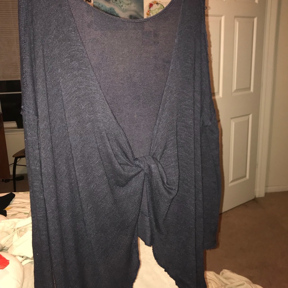 free people open back knotted long sleeve sweater